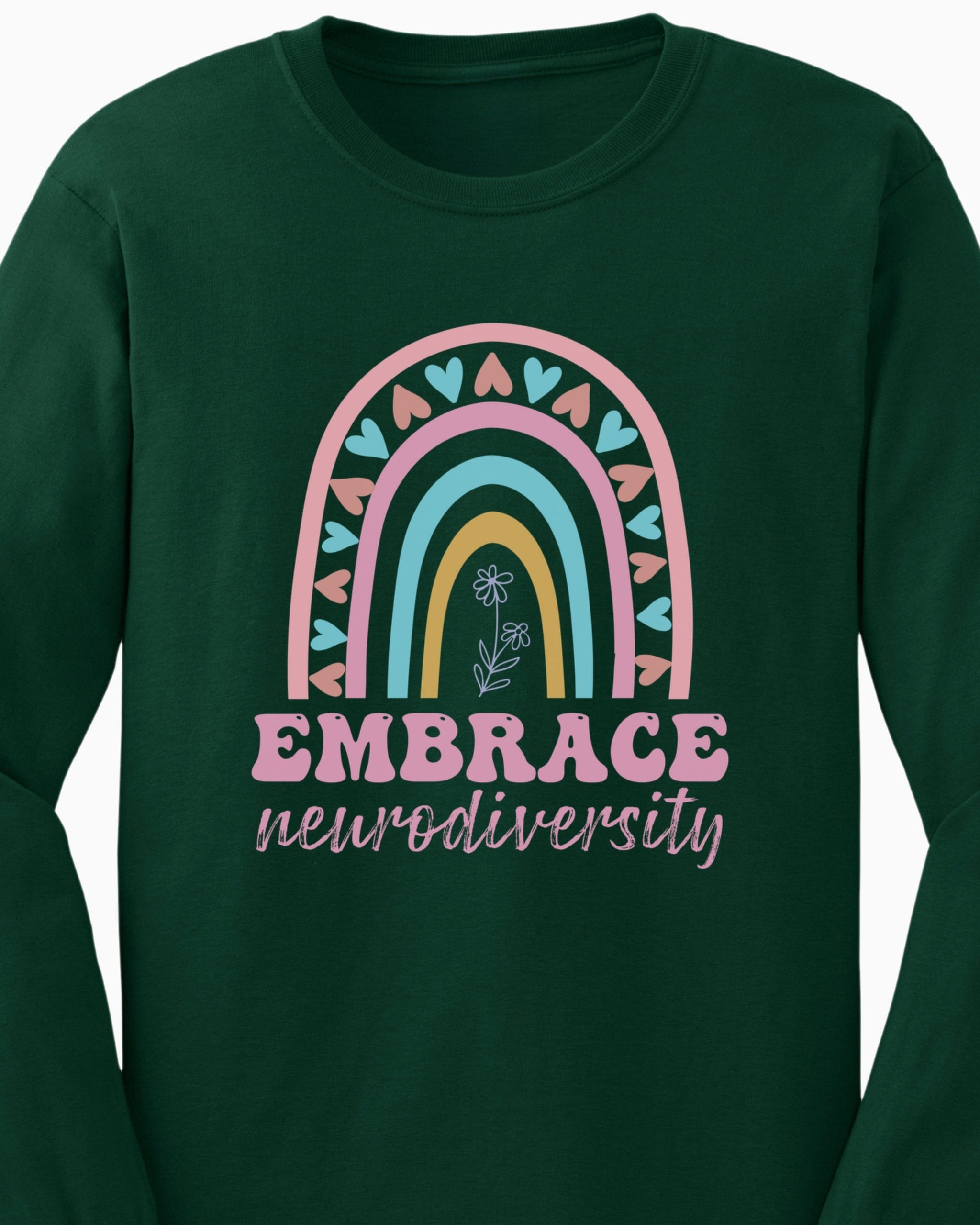 Embrace Neurodiversity Long Sleeve T-Shirt-Neurodiversity, ADHD & Autism Awareness & Acceptance Long-sleeve by Daily Bloom