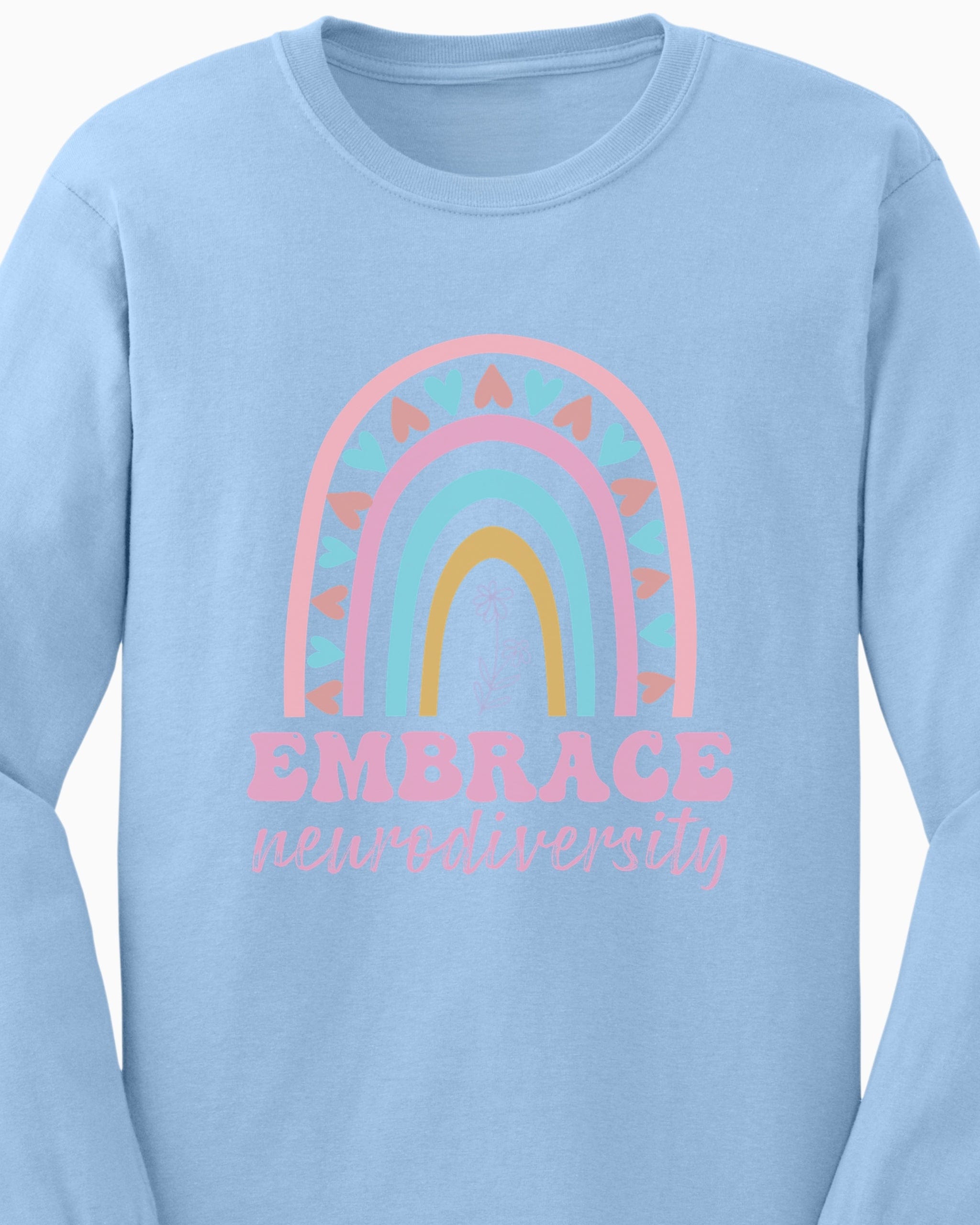 Embrace Neurodiversity Long Sleeve T-Shirt-Neurodiversity, ADHD & Autism Awareness & Acceptance Long-sleeve by Daily Bloom