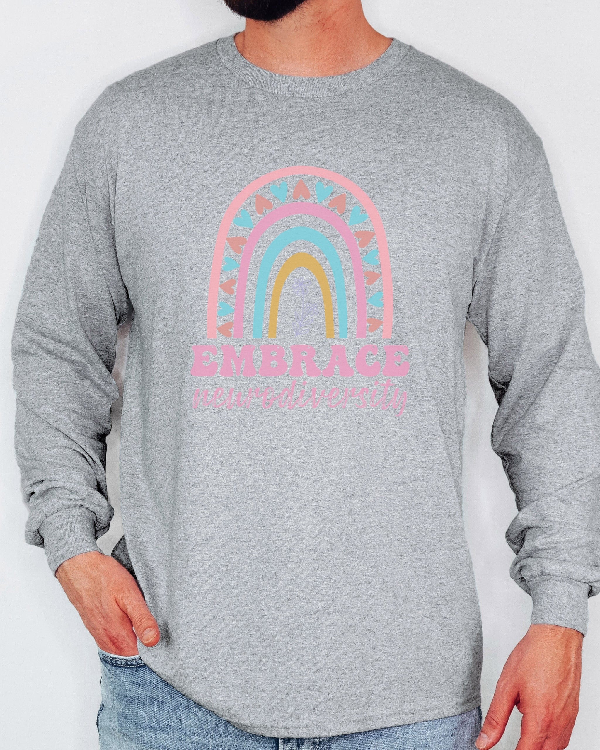 Embrace Neurodiversity Long Sleeve T-Shirt-Neurodiversity, ADHD & Autism Awareness & Acceptance Long-sleeve by Daily Bloom