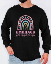 Embrace Neurodiversity Long Sleeve T-Shirt-Neurodiversity, ADHD & Autism Awareness & Acceptance Long-sleeve by Daily Bloom