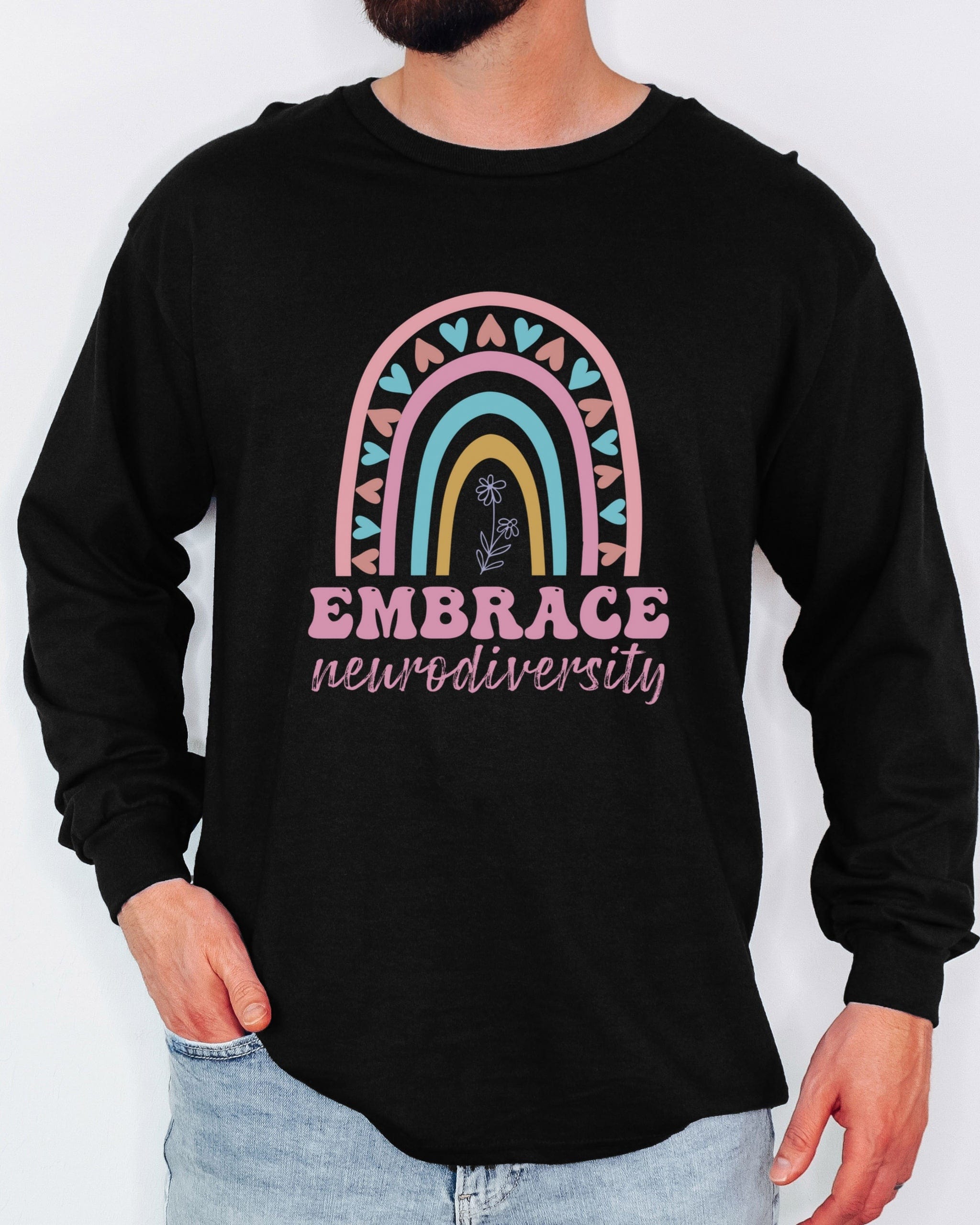 Embrace Neurodiversity Long Sleeve T-Shirt-Neurodiversity, ADHD & Autism Awareness & Acceptance Long-sleeve by Daily Bloom
