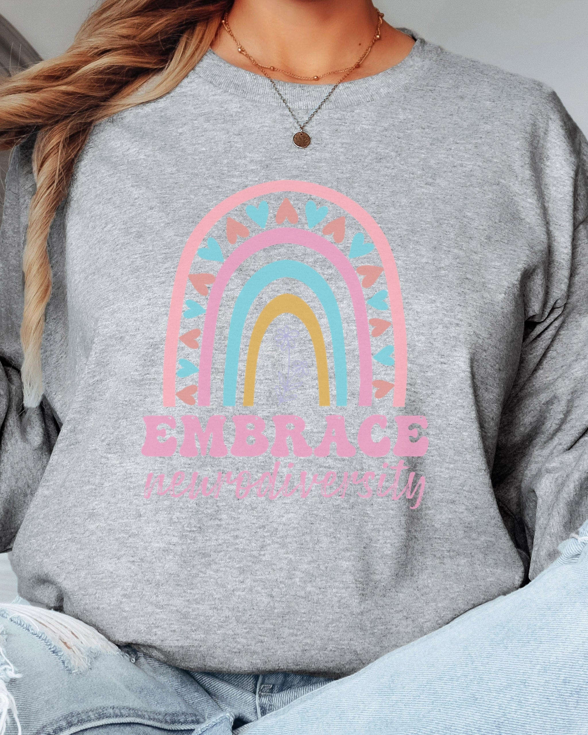 Embrace Neurodiversity Long Sleeve T-Shirt-Neurodiversity, ADHD & Autism Awareness & Acceptance Long-sleeve by Daily Bloom