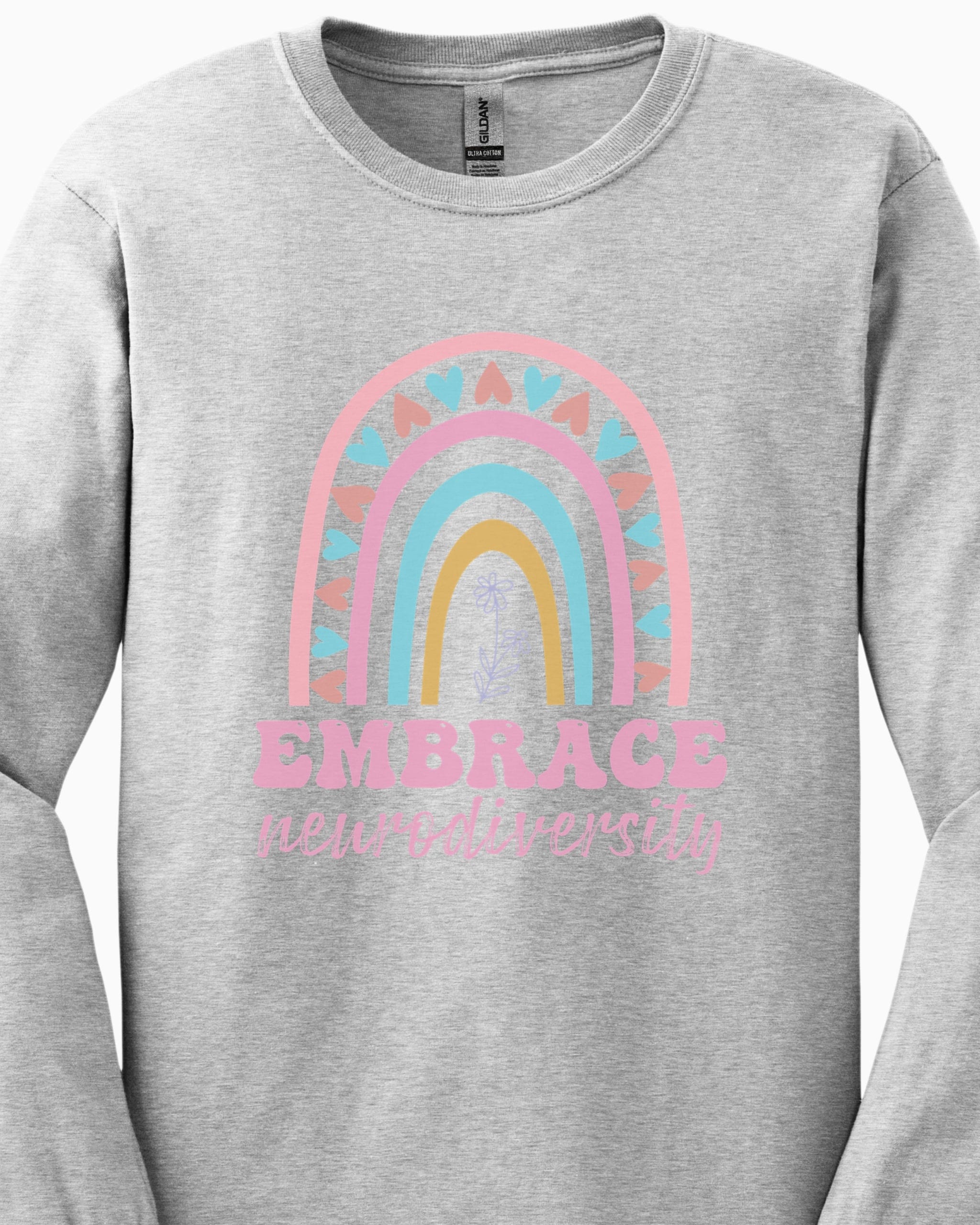 Embrace Neurodiversity Long Sleeve T-Shirt-Neurodiversity, ADHD & Autism Awareness & Acceptance Long-sleeve by Daily Bloom