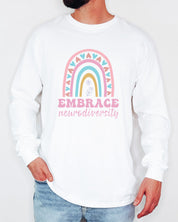 Embrace Neurodiversity Long Sleeve T-Shirt-Neurodiversity, ADHD & Autism Awareness & Acceptance Long-sleeve by Daily Bloom