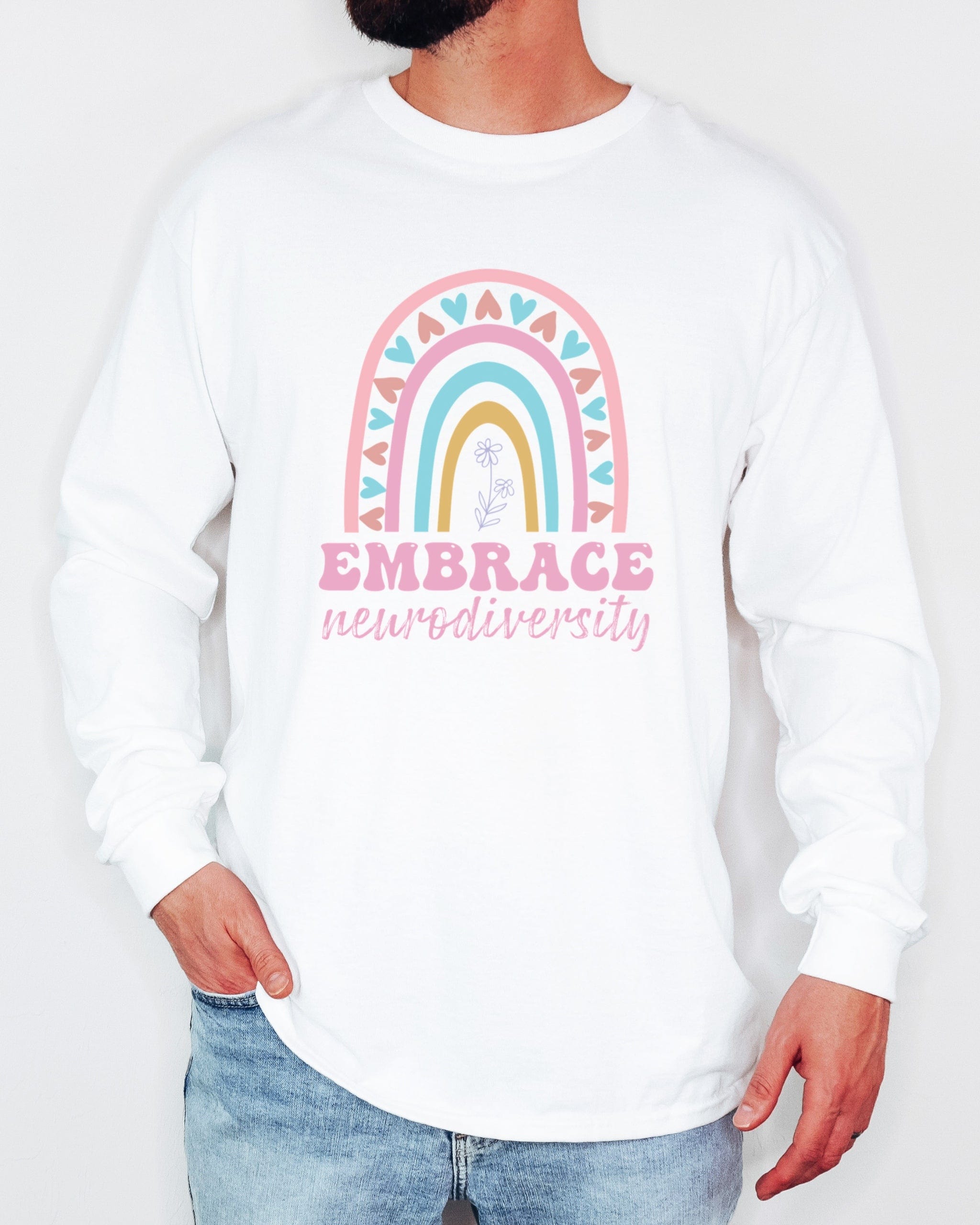 Embrace Neurodiversity Long Sleeve T-Shirt-Neurodiversity, ADHD & Autism Awareness & Acceptance Long-sleeve by Daily Bloom