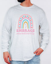 Embrace Neurodiversity Long Sleeve T-Shirt-Neurodiversity, ADHD & Autism Awareness & Acceptance Long-sleeve by Daily Bloom