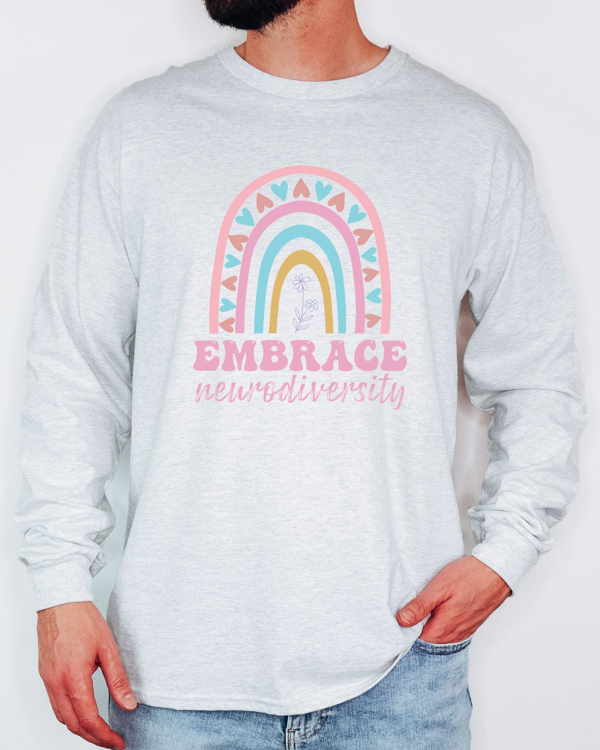Embrace Neurodiversity Long Sleeve T-Shirt-Neurodiversity, ADHD & Autism Awareness & Acceptance Long-sleeve by Daily Bloom