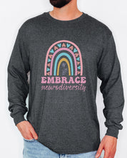 Embrace Neurodiversity Long Sleeve T-Shirt-Neurodiversity, ADHD & Autism Awareness & Acceptance Long-sleeve by Daily Bloom