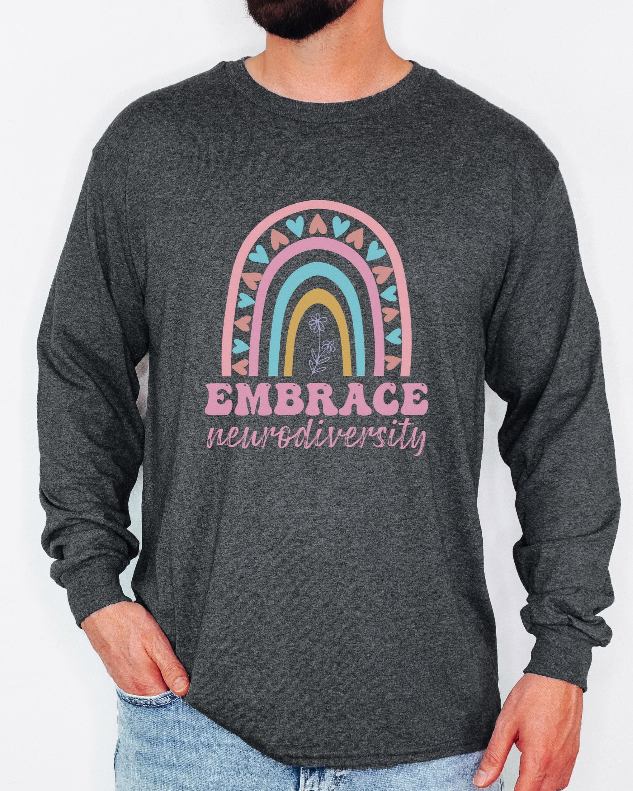 Embrace Neurodiversity Long Sleeve T-Shirt-Neurodiversity, ADHD & Autism Awareness & Acceptance Long-sleeve by Daily Bloom