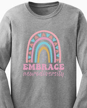 Embrace Neurodiversity Long Sleeve T-Shirt-Neurodiversity, ADHD & Autism Awareness & Acceptance Long-sleeve by Daily Bloom