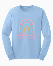 Embrace Neurodiversity Long Sleeve T-Shirt-Light Blue-Neurodiversity, ADHD & Autism Awareness & Acceptance Long-sleeve by Daily Bloom