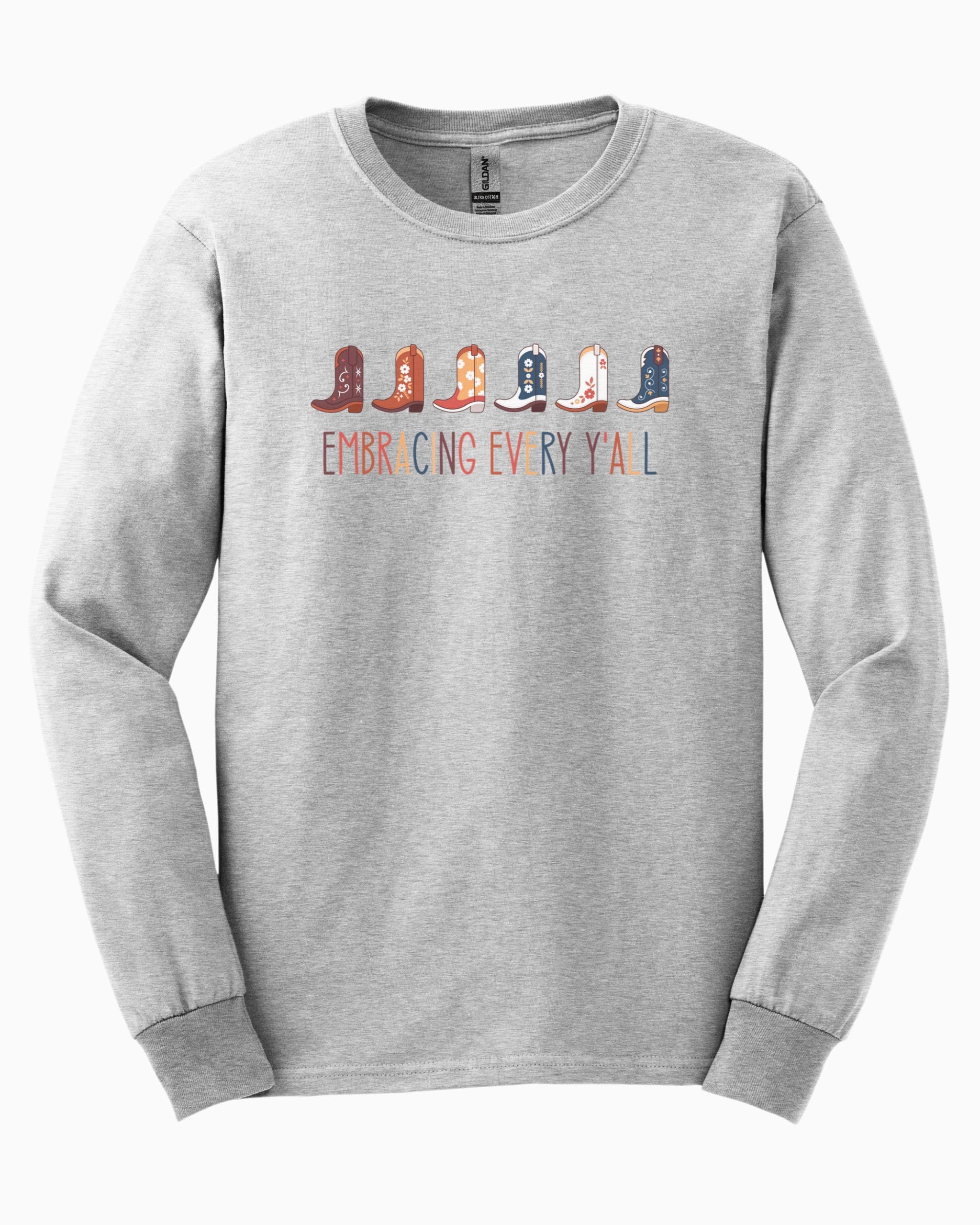 Embracing Every Y'all Long Sleeve T-Shirt-Ash-Neurodiversity, ADHD & Autism Awareness & Acceptance Long-sleeve by Daily Bloom