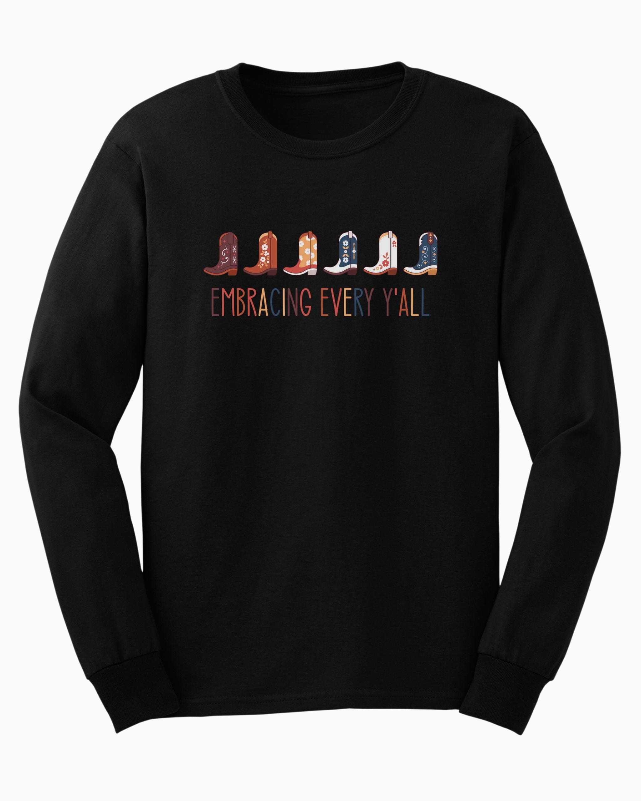 Embracing Every Y'all Long Sleeve T-Shirt-Black-Neurodiversity, ADHD & Autism Awareness & Acceptance Long-sleeve by Daily Bloom