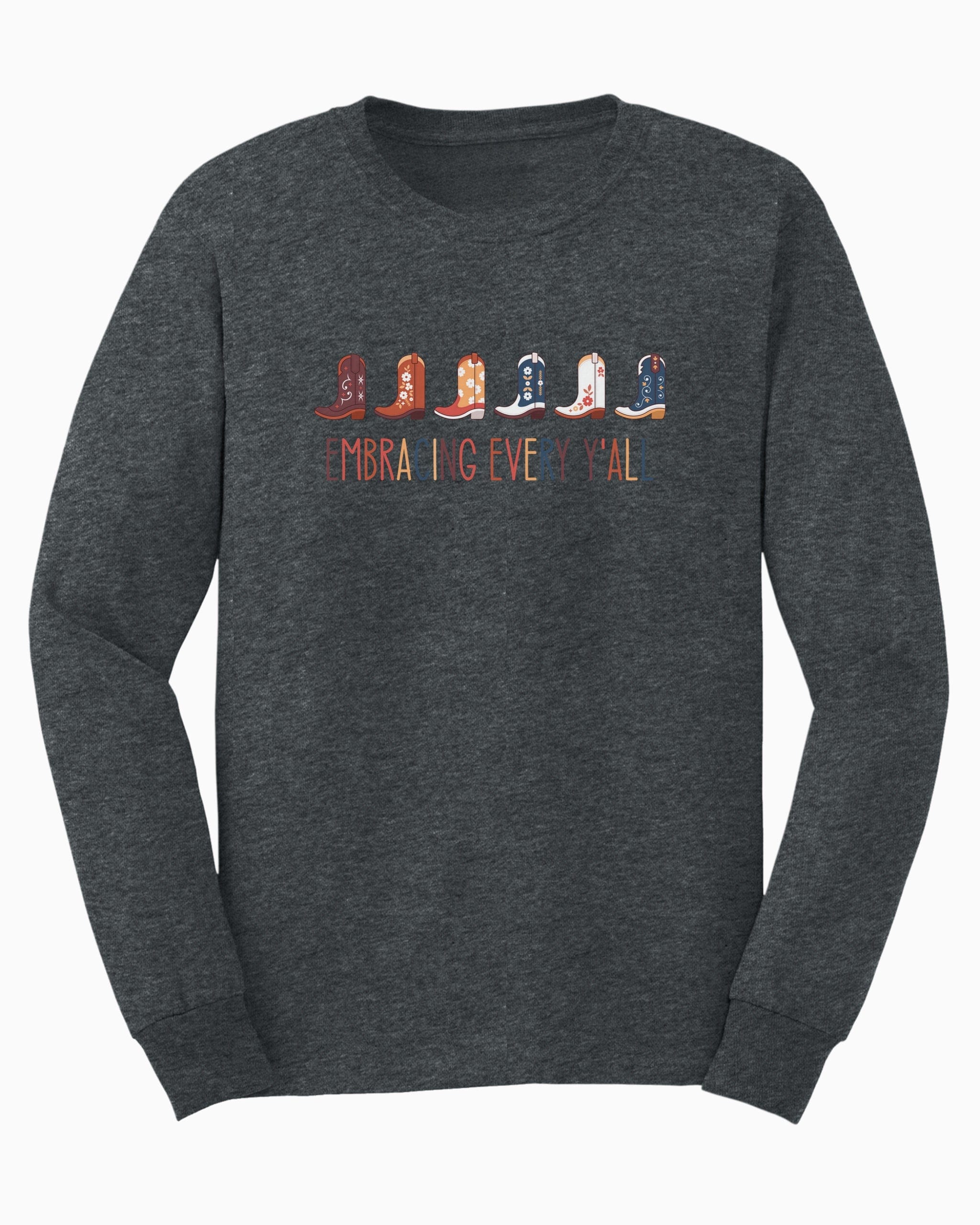 Embracing Every Y'all Long Sleeve T-Shirt-Dark Heather-Neurodiversity, ADHD & Autism Awareness & Acceptance Long-sleeve by Daily Bloom