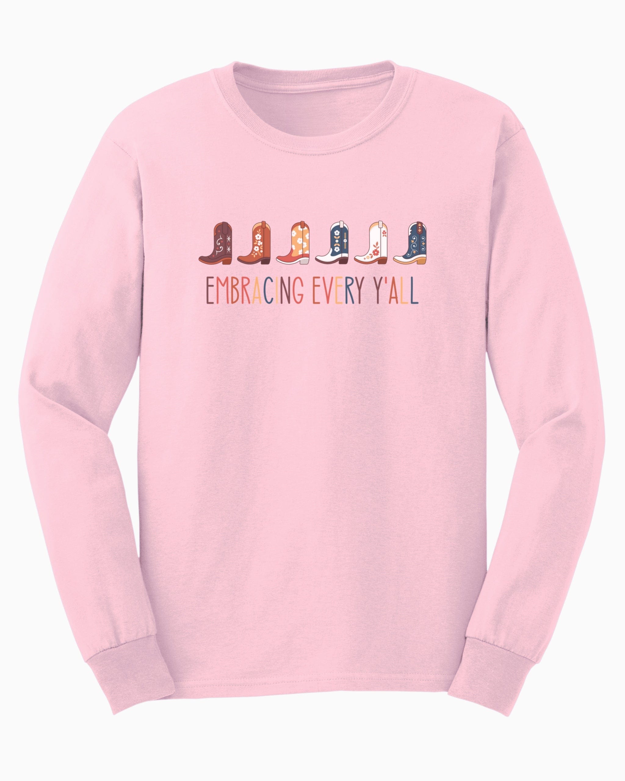 Embracing Every Y'all Long Sleeve T-Shirt-Light Pink-Neurodiversity, ADHD & Autism Awareness & Acceptance Long-sleeve by Daily Bloom