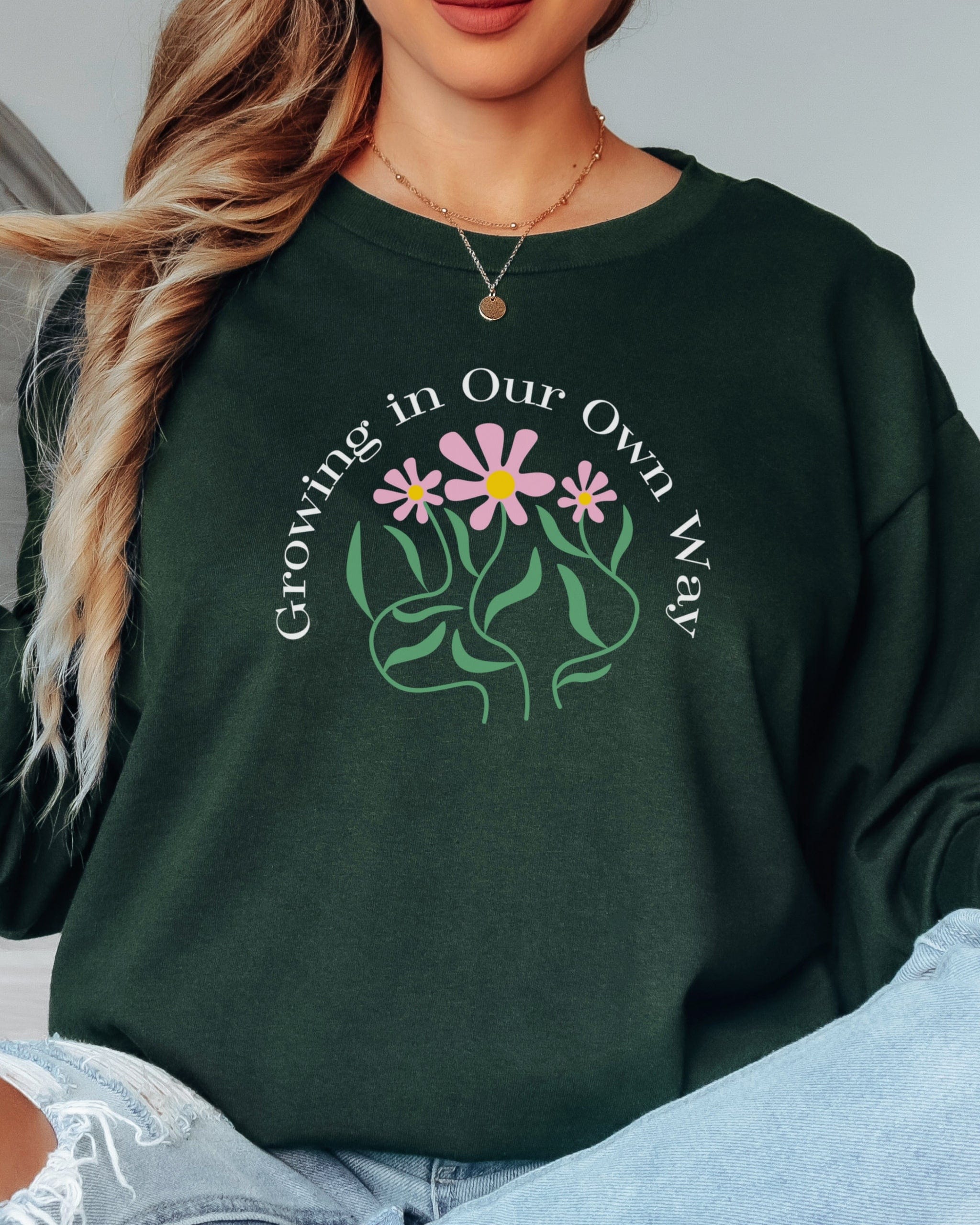 Growing in Our Own Way Long Sleeve T-Shirt-Neurodiversity, ADHD & Autism Awareness & Acceptance Long-sleeve by Daily Bloom