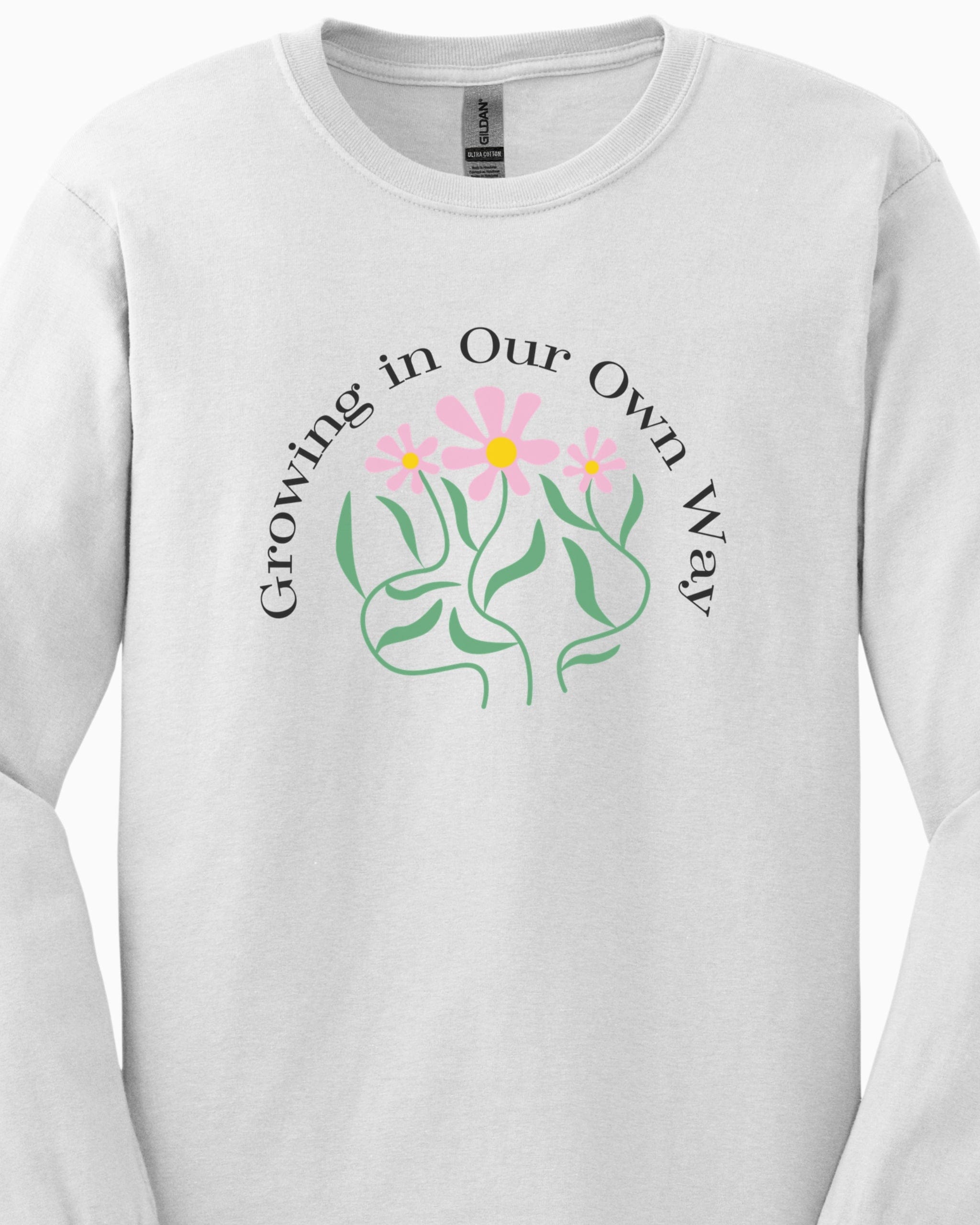 Growing in Our Own Way Long Sleeve T-Shirt-Neurodiversity, ADHD & Autism Awareness & Acceptance Long-sleeve by Daily Bloom