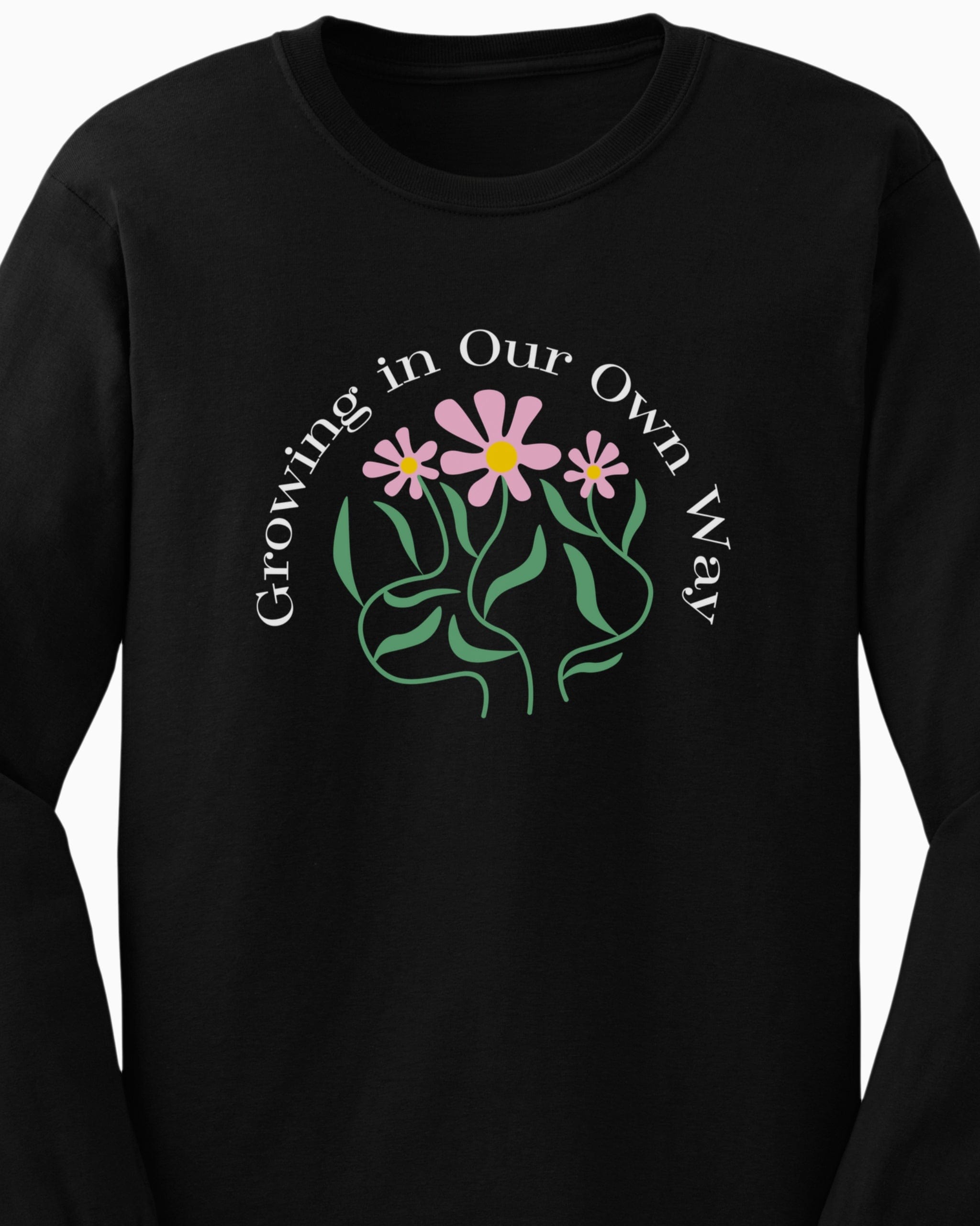 Growing in Our Own Way Long Sleeve T-Shirt-Neurodiversity, ADHD & Autism Awareness & Acceptance Long-sleeve by Daily Bloom