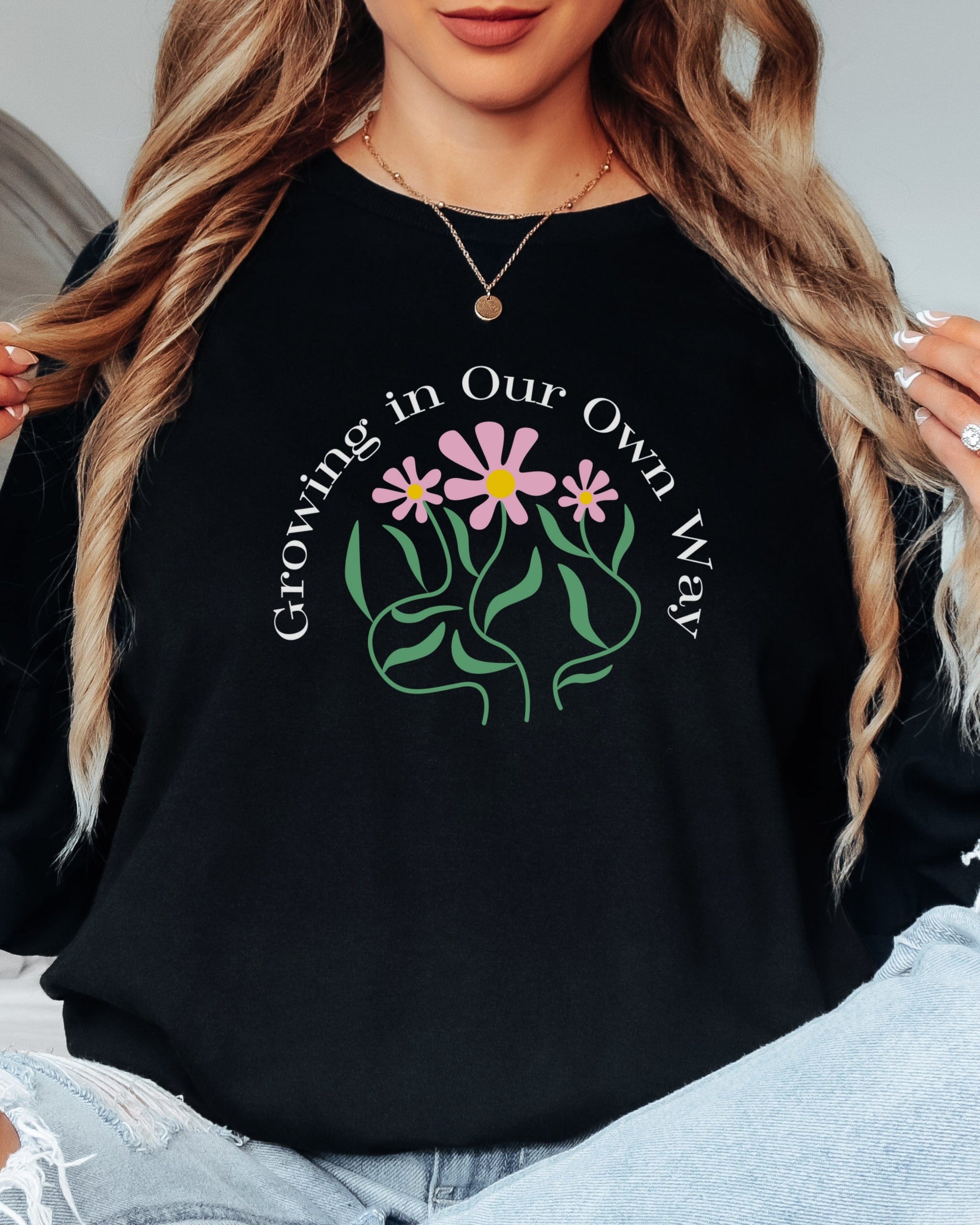 Growing in Our Own Way Long Sleeve T-Shirt-Neurodiversity, ADHD & Autism Awareness & Acceptance Long-sleeve by Daily Bloom