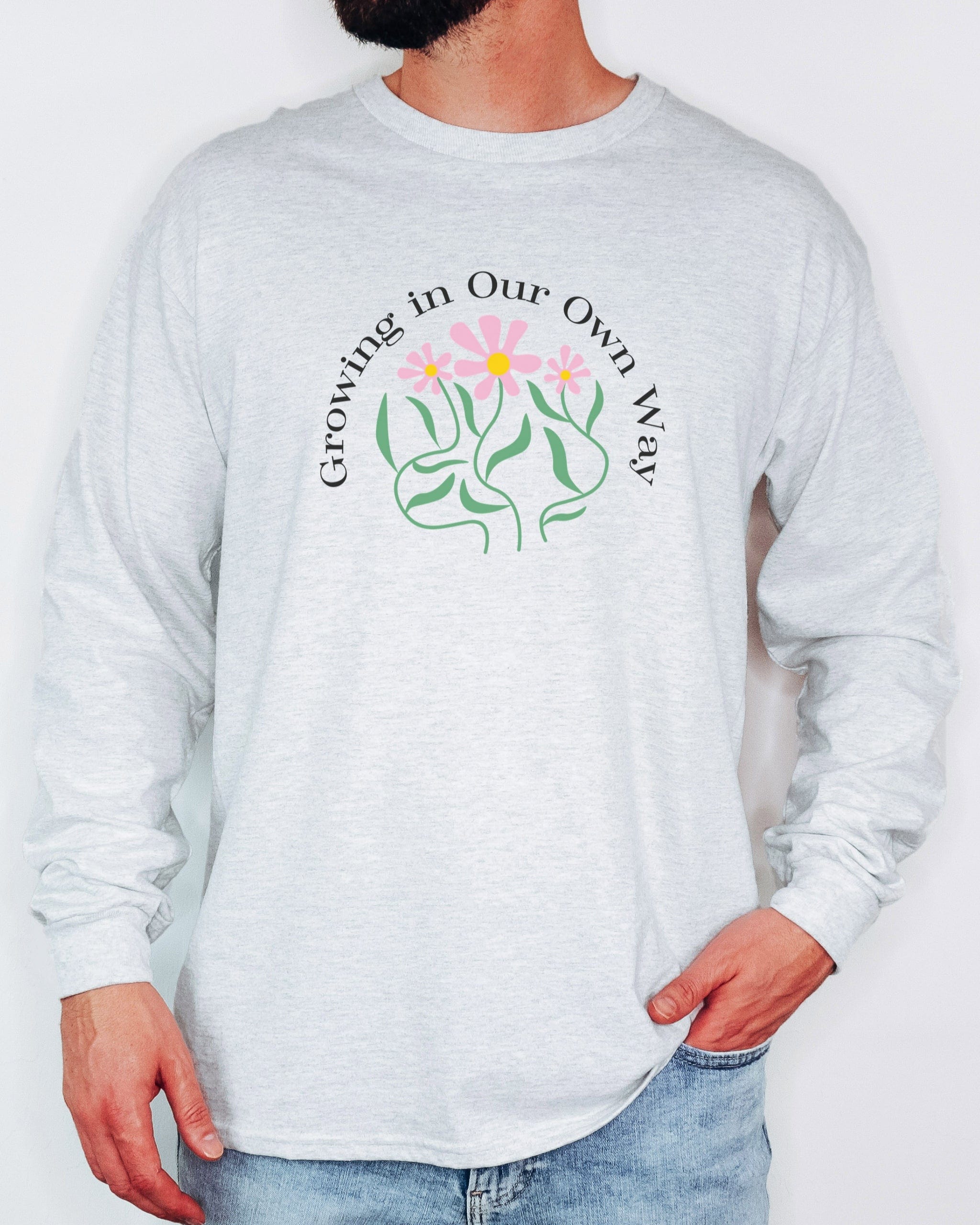 Growing in Our Own Way Long Sleeve T-Shirt-Neurodiversity, ADHD & Autism Awareness & Acceptance Long-sleeve by Daily Bloom
