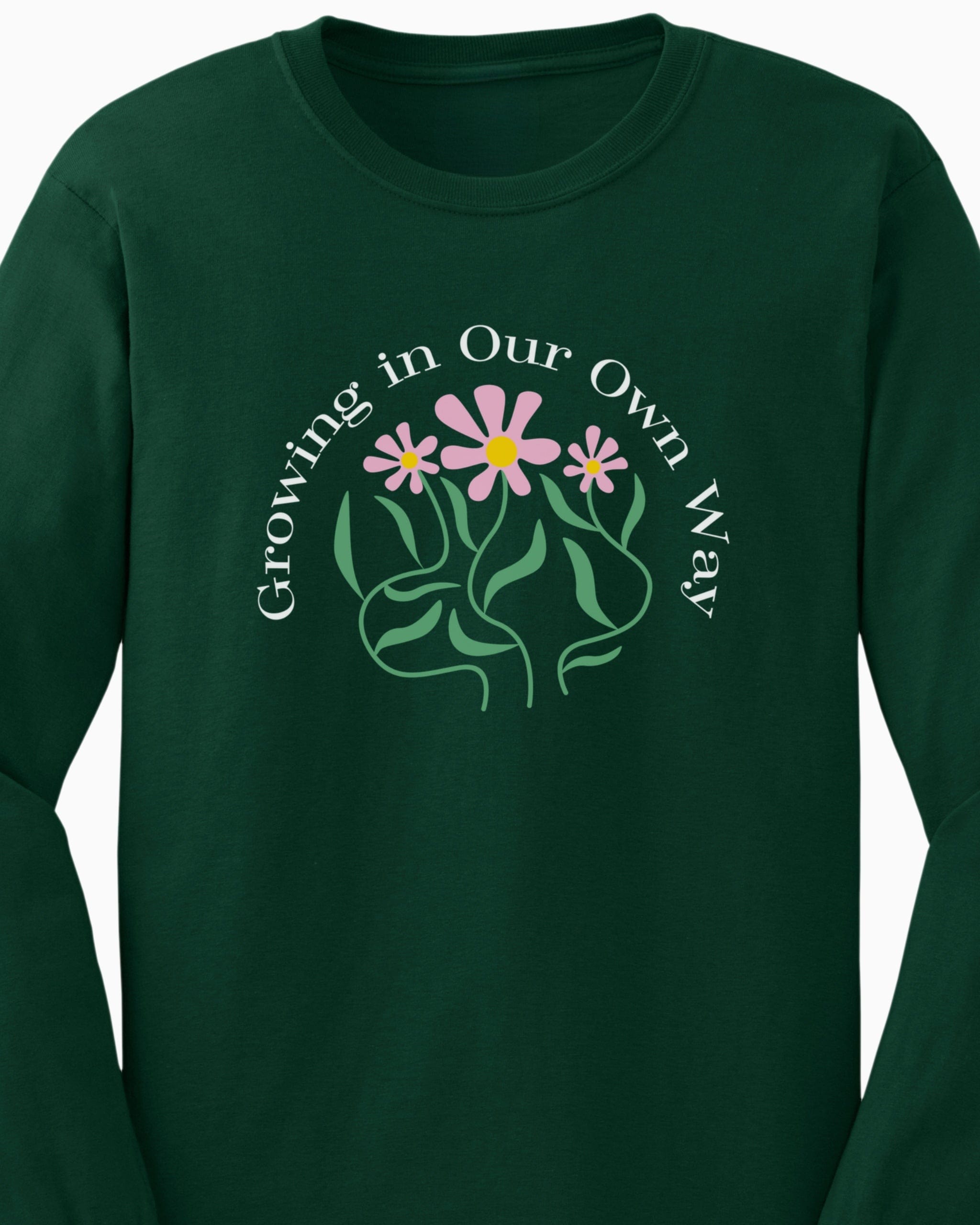 Growing in Our Own Way Long Sleeve T-Shirt-Neurodiversity, ADHD & Autism Awareness & Acceptance Long-sleeve by Daily Bloom