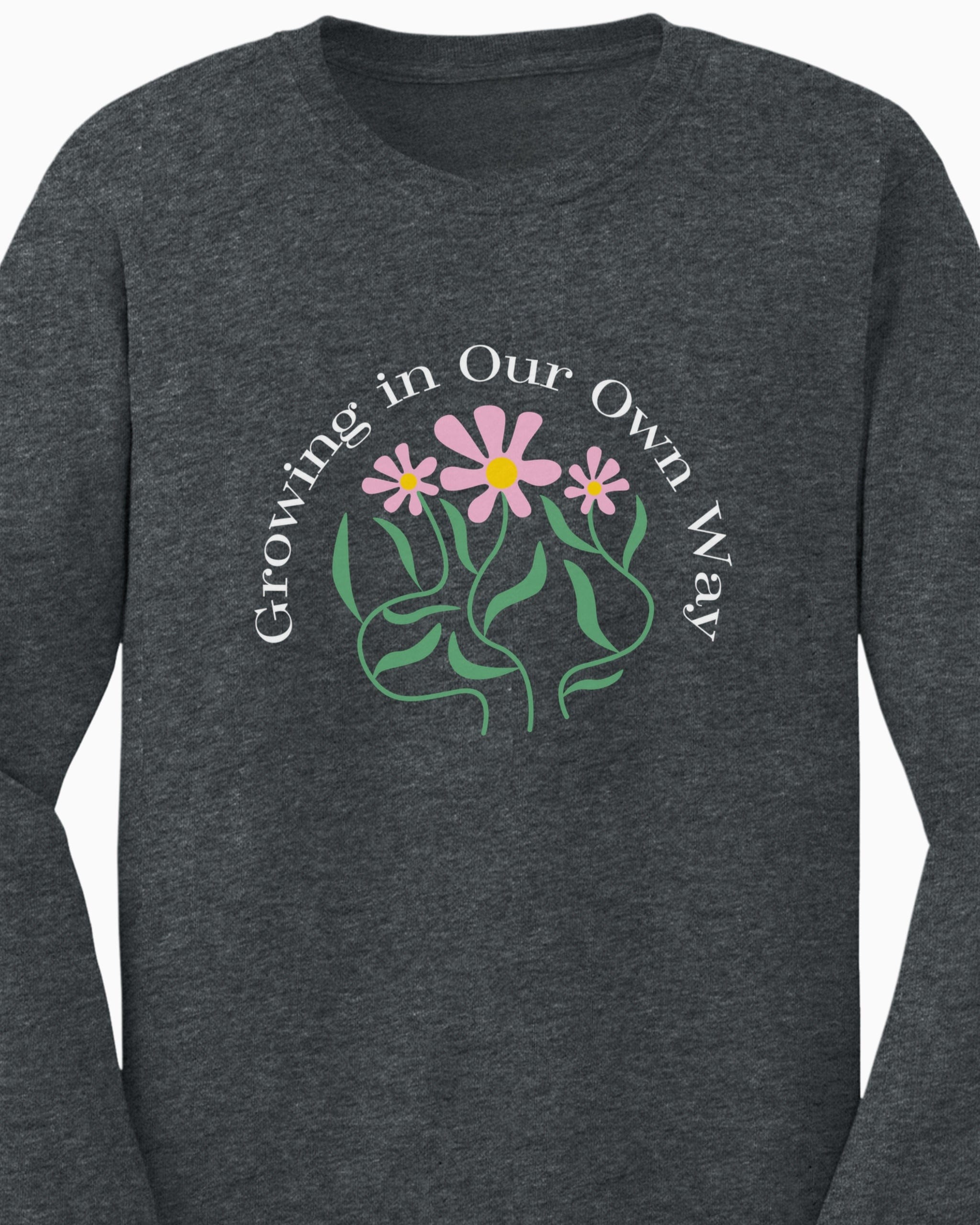 Growing in Our Own Way Long Sleeve T-Shirt-Neurodiversity, ADHD & Autism Awareness & Acceptance Long-sleeve by Daily Bloom