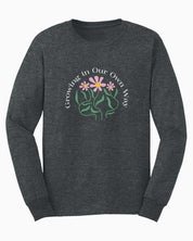 Growing in Our Own Way Long Sleeve T-Shirt-Dark Heather-Neurodiversity, ADHD & Autism Awareness & Acceptance Long-sleeve by Daily Bloom
