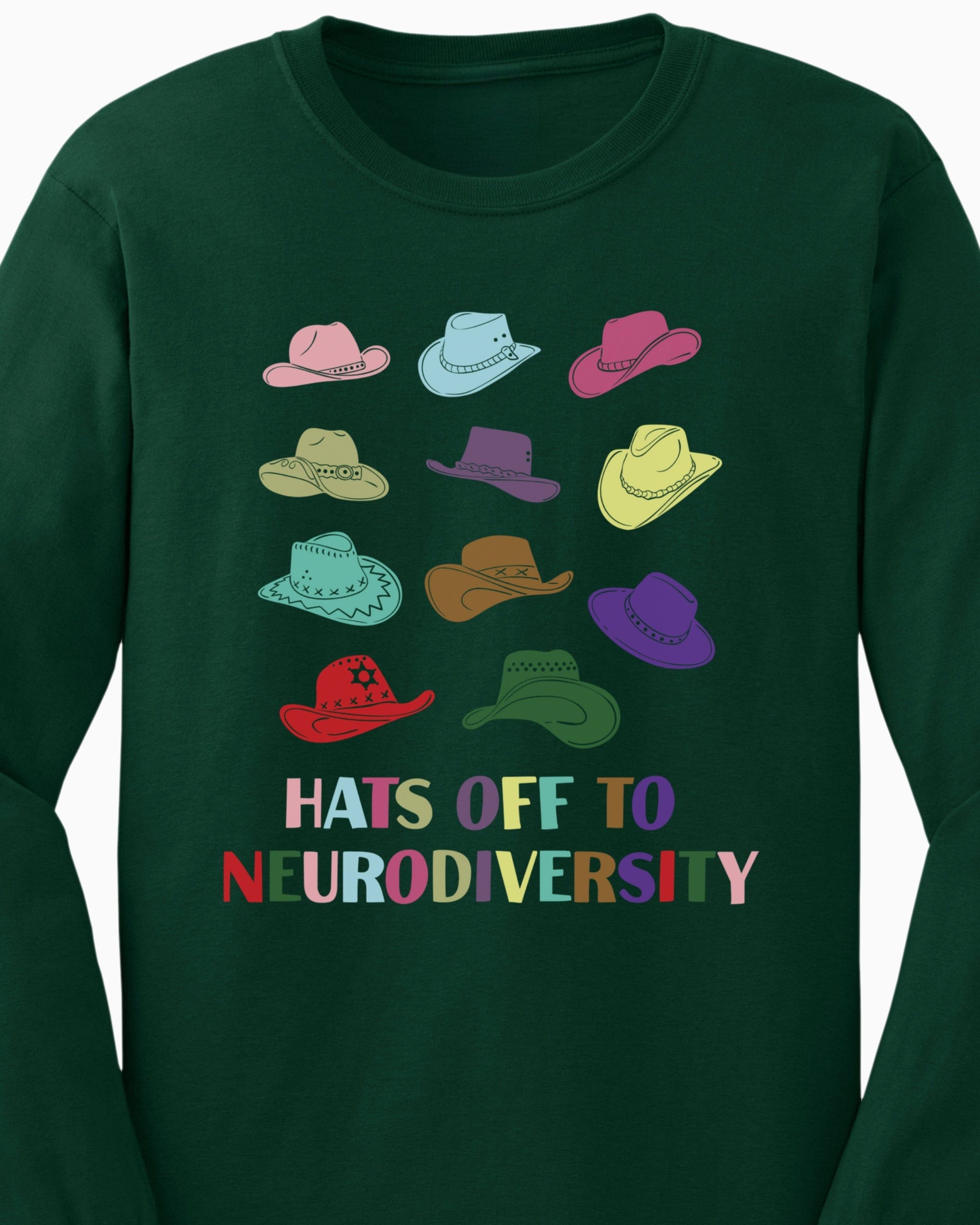 Hats off to Neurodiversity Long Sleeve T-Shirt-Neurodiversity, ADHD & Autism Awareness & Acceptance Long-sleeve by Daily Bloom