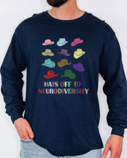 Hats off to Neurodiversity Long Sleeve T-Shirt-Neurodiversity, ADHD & Autism Awareness & Acceptance Long-sleeve by Daily Bloom