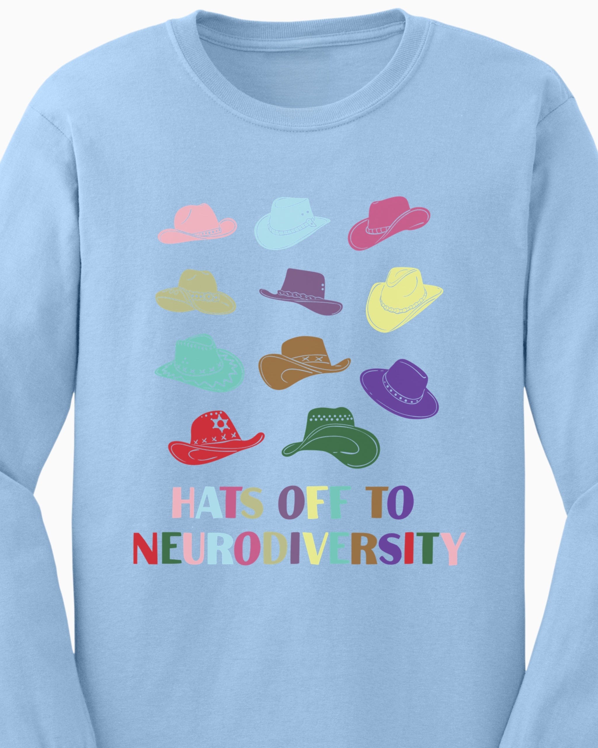 Hats off to Neurodiversity Long Sleeve T-Shirt-Neurodiversity, ADHD & Autism Awareness & Acceptance Long-sleeve by Daily Bloom