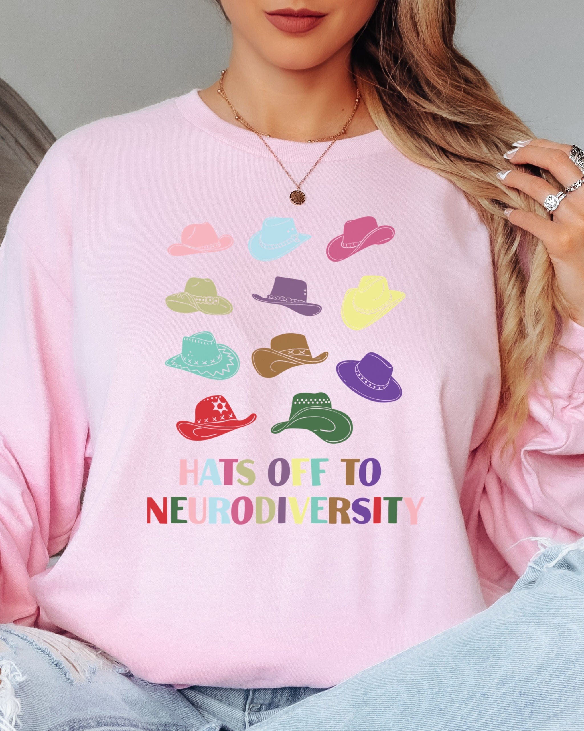 Hats off to Neurodiversity Long Sleeve T-Shirt-Neurodiversity, ADHD & Autism Awareness & Acceptance Long-sleeve by Daily Bloom