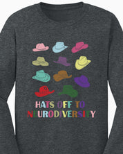 Hats off to Neurodiversity Long Sleeve T-Shirt-Neurodiversity, ADHD & Autism Awareness & Acceptance Long-sleeve by Daily Bloom
