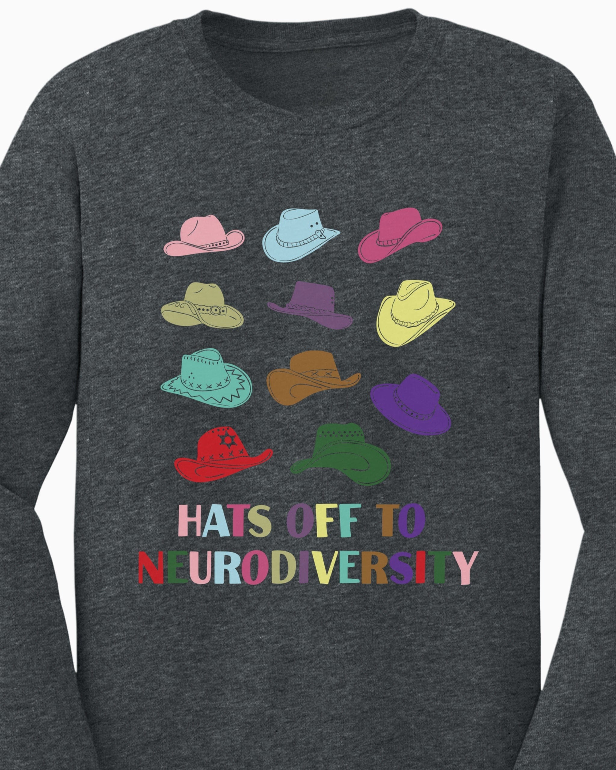 Hats off to Neurodiversity Long Sleeve T-Shirt-Neurodiversity, ADHD & Autism Awareness & Acceptance Long-sleeve by Daily Bloom