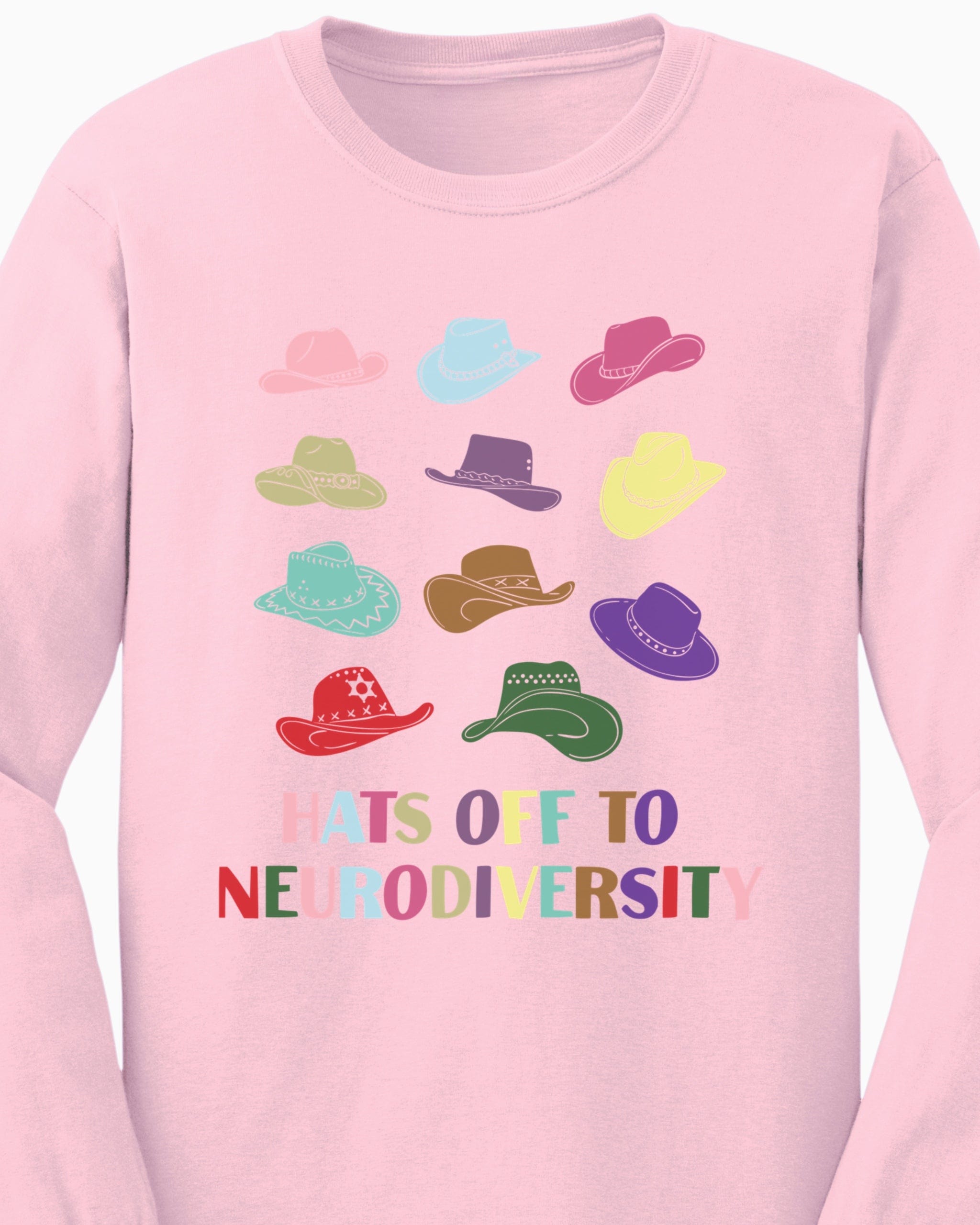Hats off to Neurodiversity Long Sleeve T-Shirt-Neurodiversity, ADHD & Autism Awareness & Acceptance Long-sleeve by Daily Bloom
