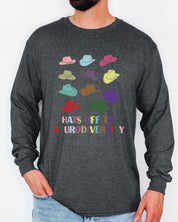 Hats off to Neurodiversity Long Sleeve T-Shirt-Neurodiversity, ADHD & Autism Awareness & Acceptance Long-sleeve by Daily Bloom