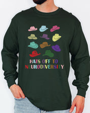 Hats off to Neurodiversity Long Sleeve T-Shirt-Neurodiversity, ADHD & Autism Awareness & Acceptance Long-sleeve by Daily Bloom