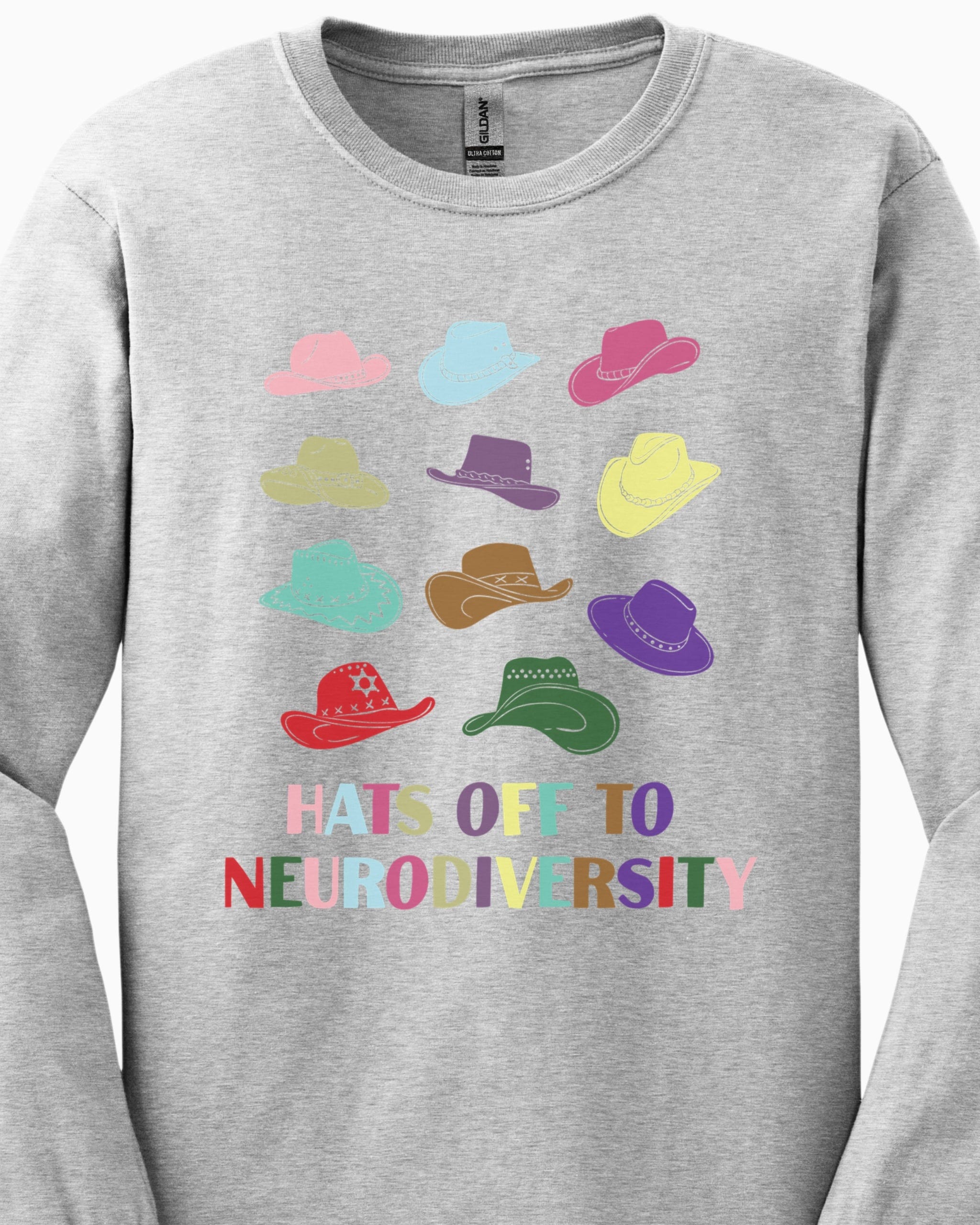 Hats off to Neurodiversity Long Sleeve T-Shirt-Neurodiversity, ADHD & Autism Awareness & Acceptance Long-sleeve by Daily Bloom
