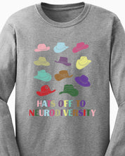 Hats off to Neurodiversity Long Sleeve T-Shirt-Neurodiversity, ADHD & Autism Awareness & Acceptance Long-sleeve by Daily Bloom