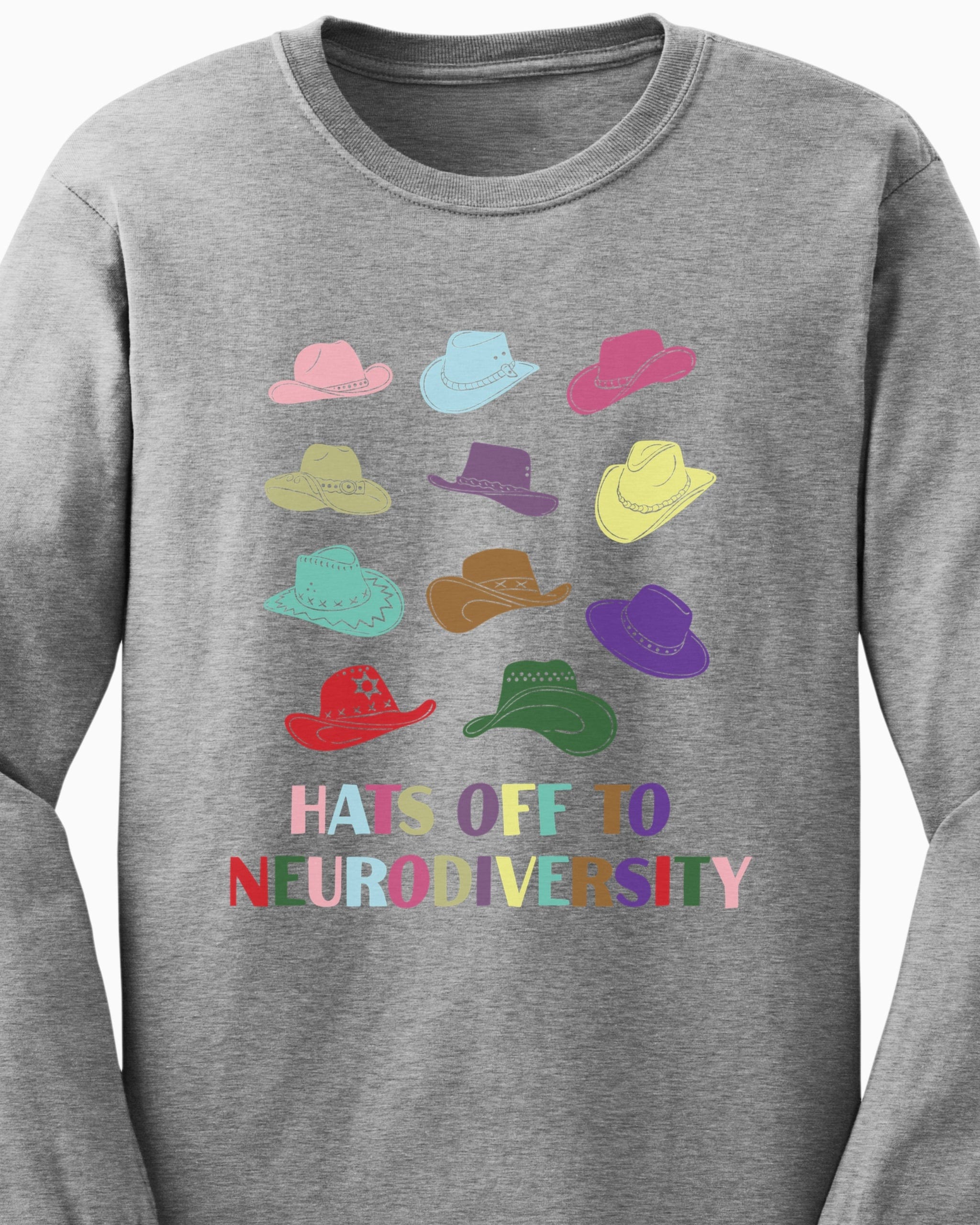 Hats off to Neurodiversity Long Sleeve T-Shirt-Neurodiversity, ADHD & Autism Awareness & Acceptance Long-sleeve by Daily Bloom