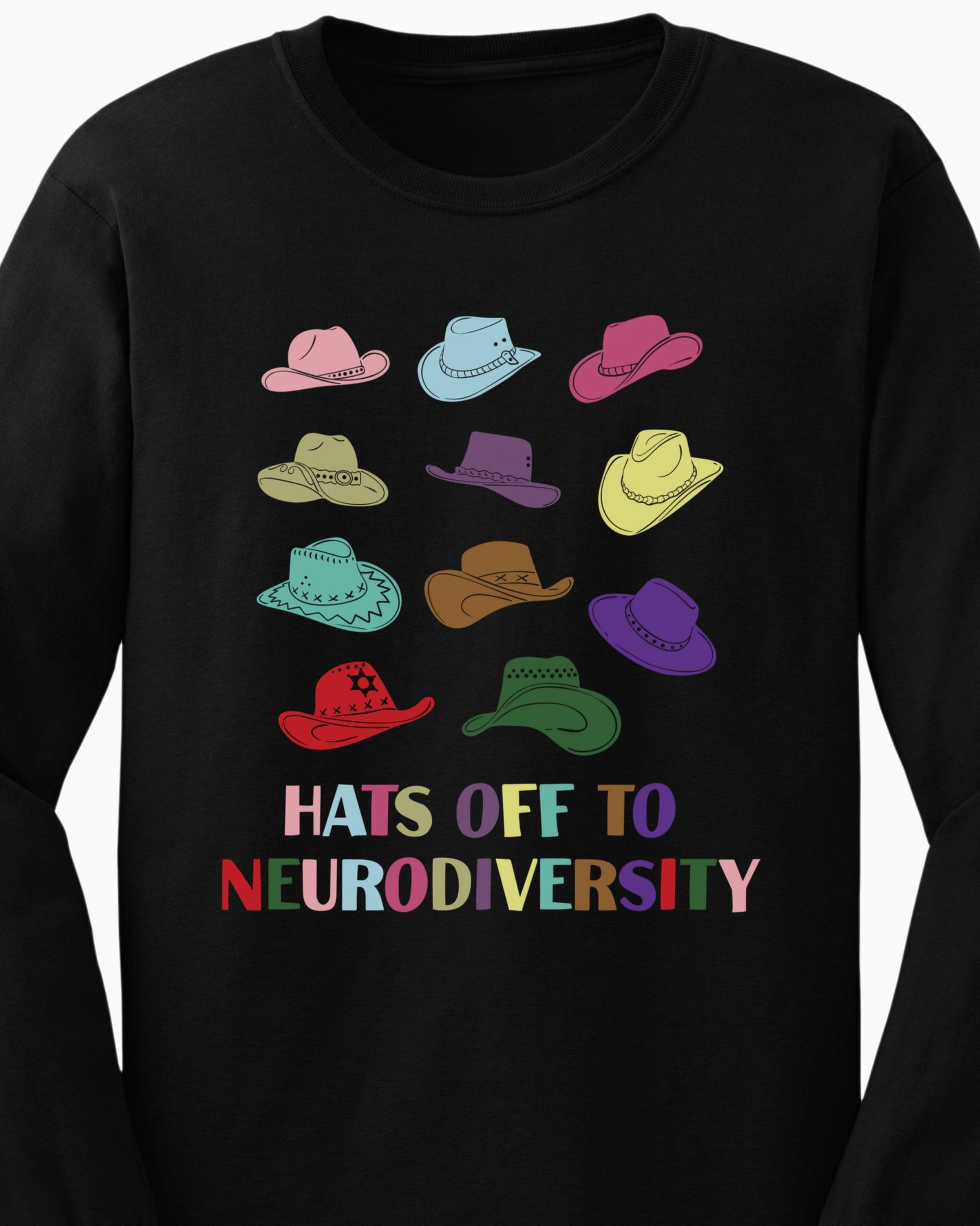 Hats off to Neurodiversity Long Sleeve T-Shirt-Neurodiversity, ADHD & Autism Awareness & Acceptance Long-sleeve by Daily Bloom
