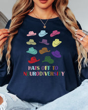 Hats off to Neurodiversity Long Sleeve T-Shirt-Neurodiversity, ADHD & Autism Awareness & Acceptance Long-sleeve by Daily Bloom
