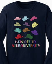 Hats off to Neurodiversity Long Sleeve T-Shirt-Neurodiversity, ADHD & Autism Awareness & Acceptance Long-sleeve by Daily Bloom