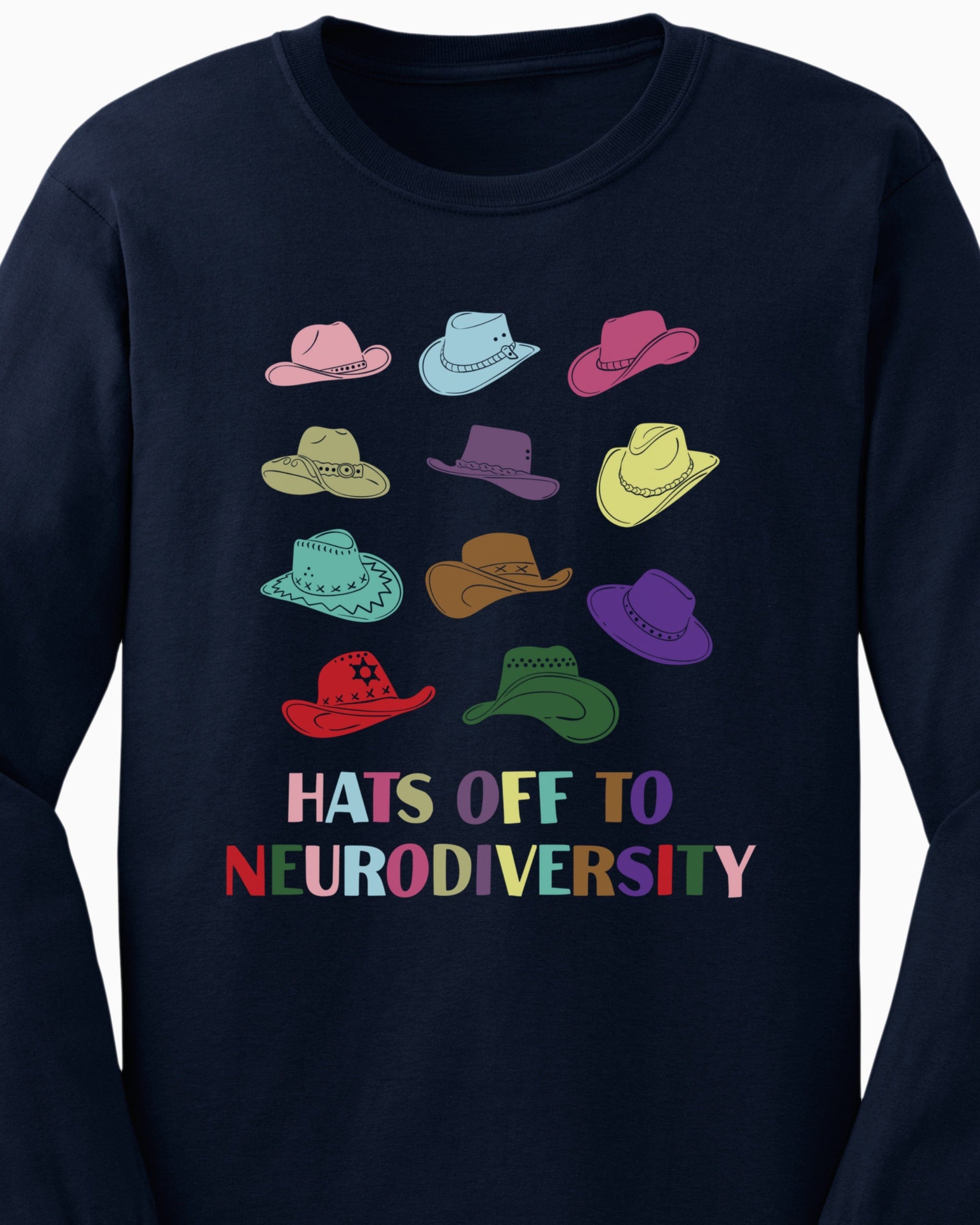 Hats off to Neurodiversity Long Sleeve T-Shirt-Neurodiversity, ADHD & Autism Awareness & Acceptance Long-sleeve by Daily Bloom