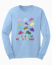 Hats off to Neurodiversity Long Sleeve T-Shirt-Light Blue-Neurodiversity, ADHD & Autism Awareness & Acceptance Long-sleeve by Daily Bloom
