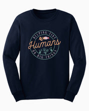 Helping Tiny Humans Do Big Things Long Sleeve T-Shirt-Navy-Neurodiversity, ADHD & Autism Awareness & Acceptance Long-sleeve by Daily Bloom