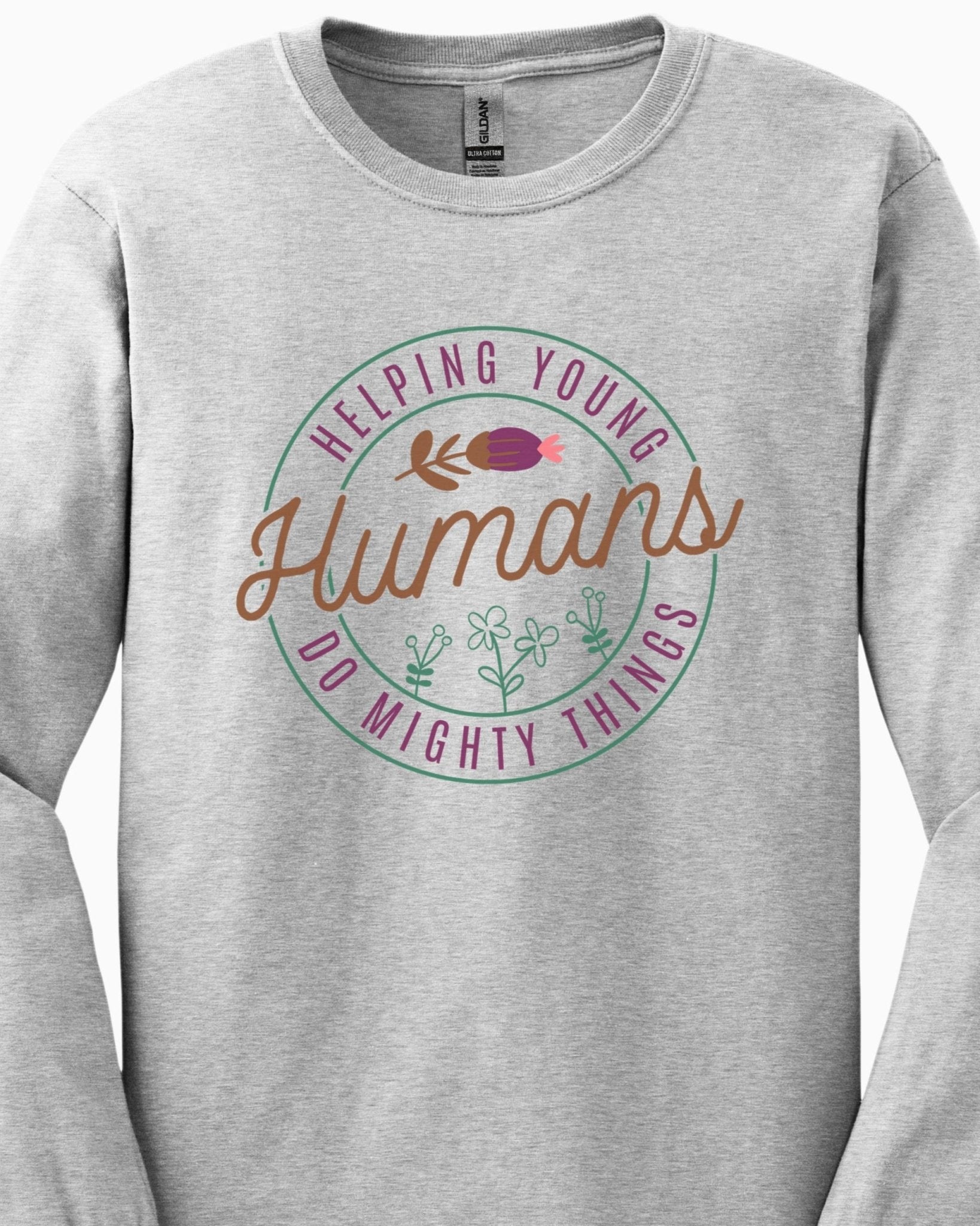 Autism Long - sleeve - Helping Young Humans Do Mighty Things Long Sleeve T-Shirt - Daily Bloom