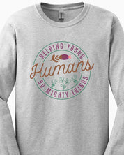 Helping Young Humans Do Mighty Things Long Sleeve T-Shirt-Neurodiversity, ADHD & Autism Awareness & Acceptance Long-sleeve by Daily Bloom
