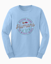 Helping Young Humans Do Mighty Things Long Sleeve T-Shirt-Light Blue-Neurodiversity, ADHD & Autism Awareness & Acceptance Long-sleeve by Daily Bloom