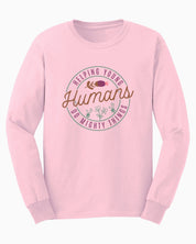 Helping Young Humans Do Mighty Things Long Sleeve T-Shirt-Light Pink-Neurodiversity, ADHD & Autism Awareness & Acceptance Long-sleeve by Daily Bloom