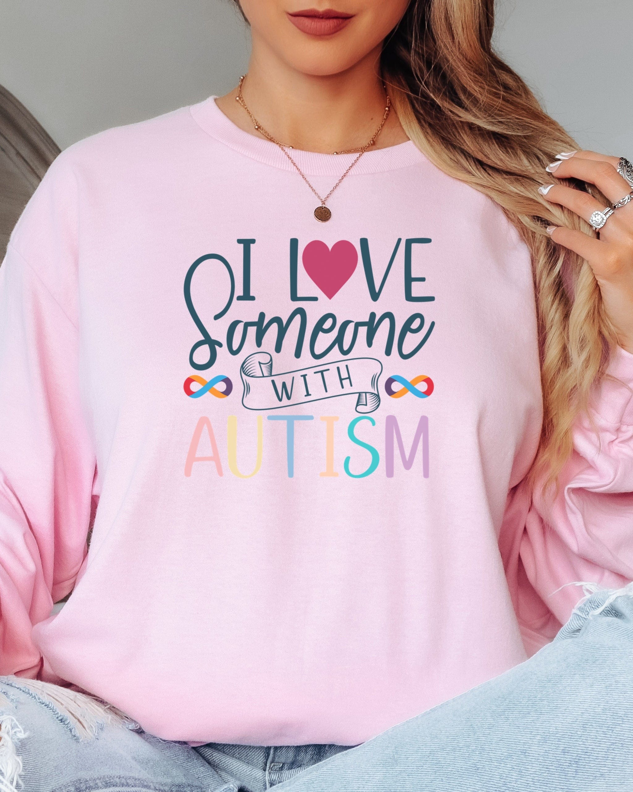 I Love Someone With Autism Long Sleeve T-Shirt-Neurodiversity, ADHD & Autism Awareness & Acceptance Long-sleeve by Daily Bloom